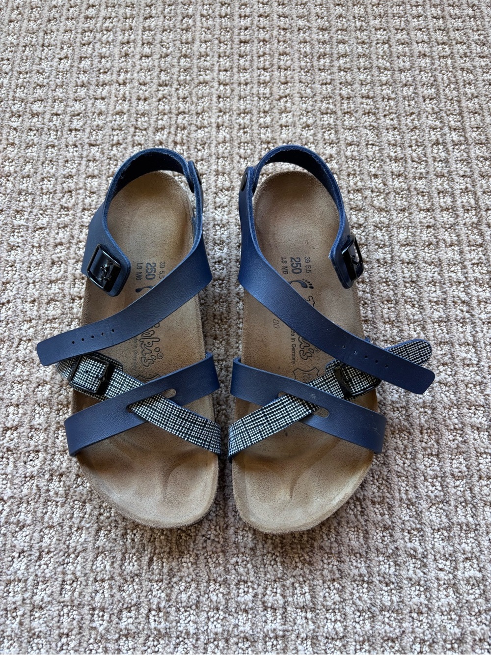 Women's Navy Crisscross Strap Sandals with Buckle - Lillie style - euro size 39